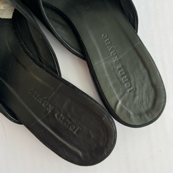 Jenni Kayne Leather Mule Slides Italian Made Black Suede Oiled Women's Size 7 - Picture 6 of 9